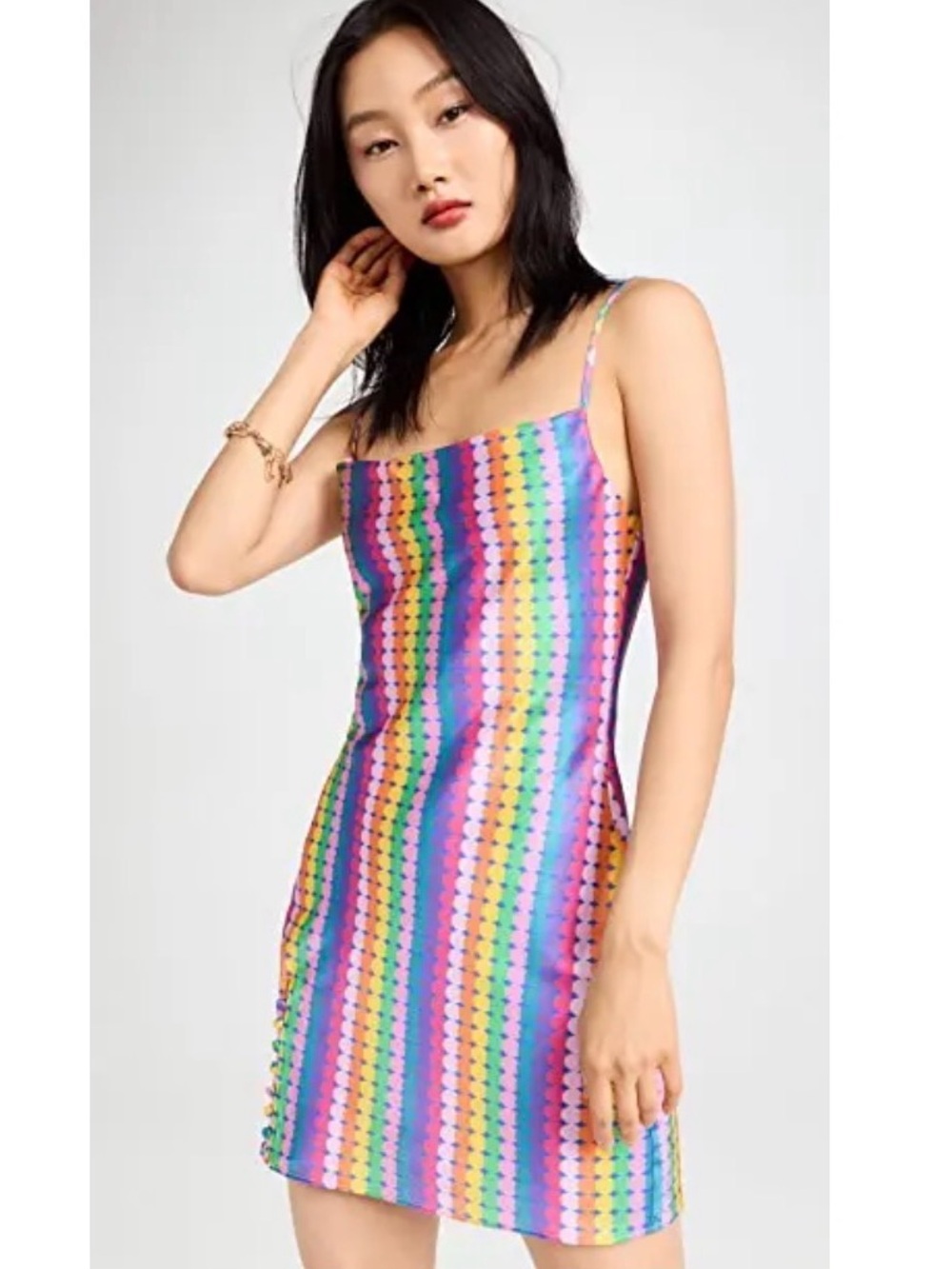 Olivia Rubin Adaline Slip Dress in Rainbow Dot